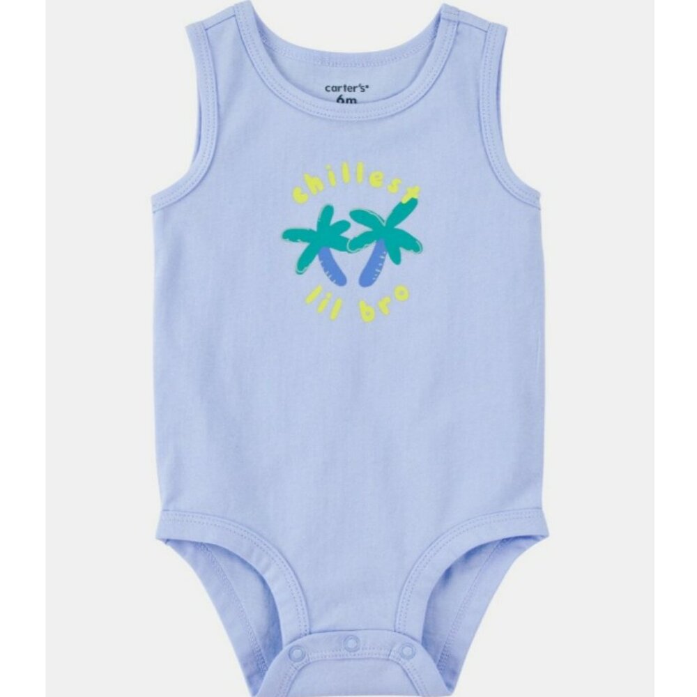 NWT. CARTER'S Baby Boys "Chillest Lil Bro" Sleeveless Bodysuit